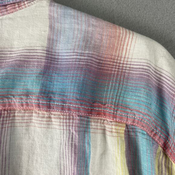 Tommy Bahama Linen Shirt Mens XXL 2XL Plaid Long Sleeve Button Up Beach Ombre - Picture 13 of 15